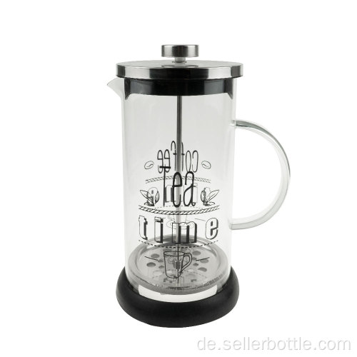 1L French Press Kaffeemaschine aus Glas mit Siebdruck